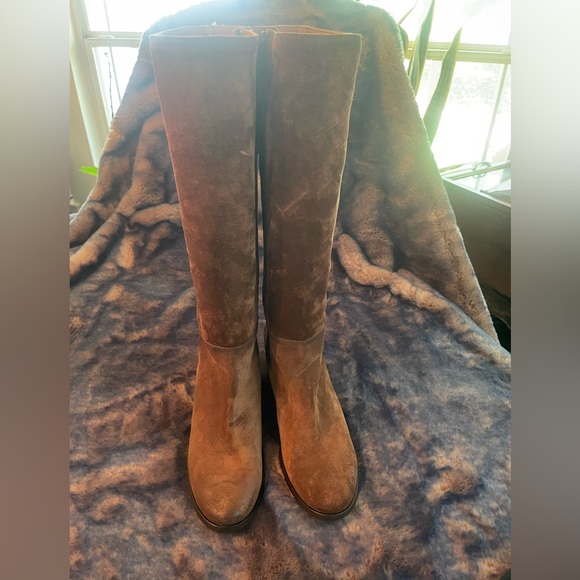 NEW Frye Embroidered Brown Suede Knee-High Boots - Picture 12 of 13